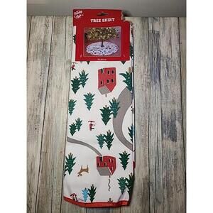 Holiday Style Christmas Tree Skirt 38" Village Modern White Trees Classic New